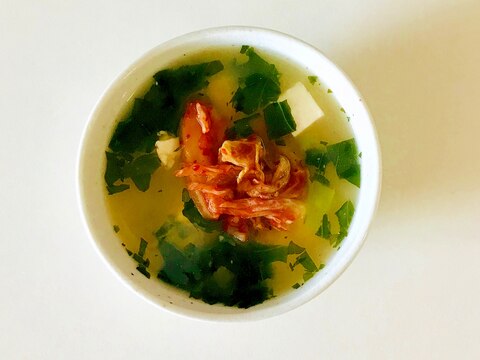 小松菜とキムチの簡単味噌汁